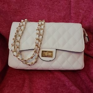 White quilted flap bag NWOT